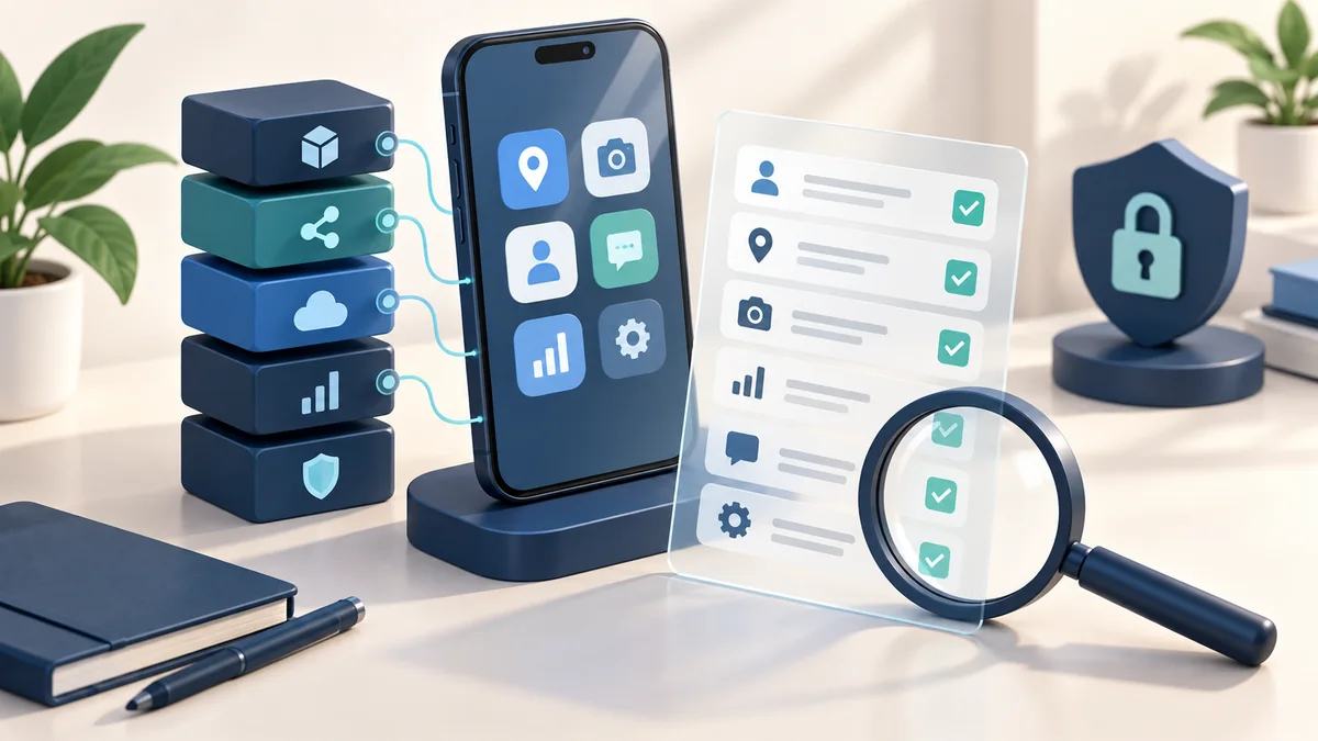 SDK package blocks and an inventory checklist represent a release privacy audit